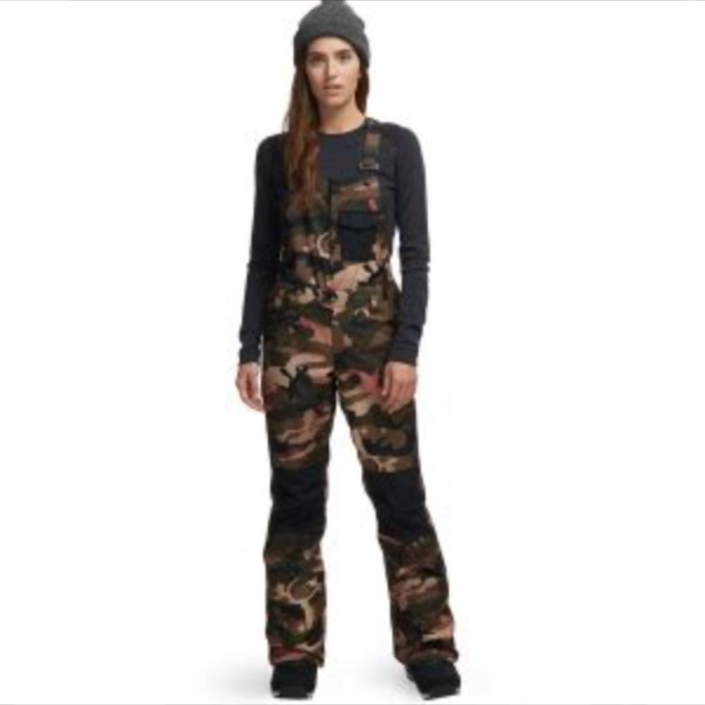 Volcom Womens Camo Snowboarding Skiing Bib Overall Pants - Like New!